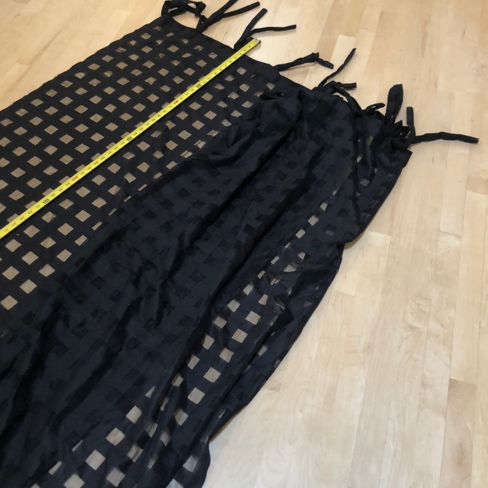 Black Windowpane Pattern Curtains Set Of 2 Panels - image 3